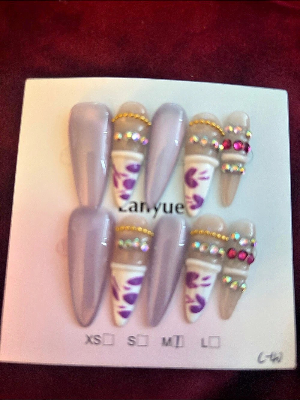Lanyue Purple & Pink Press-On Nails
